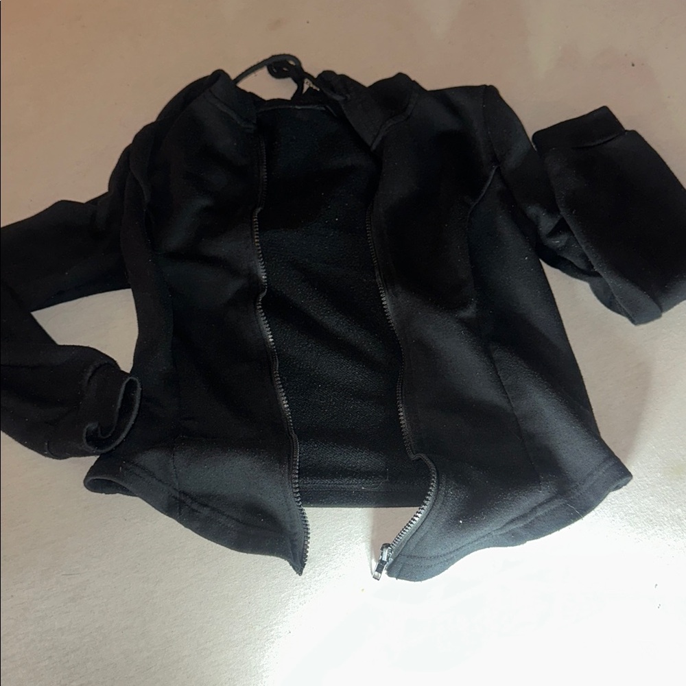 Womens OS SHEIN Black Full Zip Hoodie with Drawstrings.